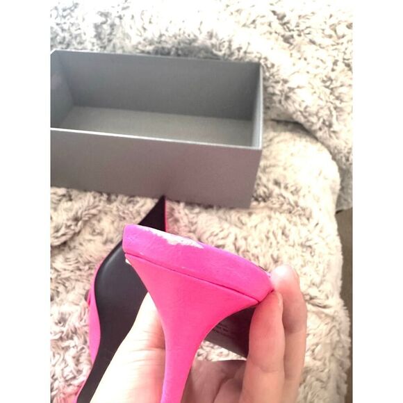 BALENCIAGA Agneau Arena Cagole 70mm Mules Pink 38/8B - Picture 9 of 10